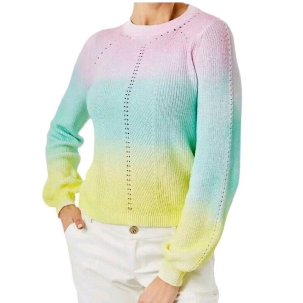 Lilly Pulitzer Ritzanna Sweater - Sz S - Resort Yellow Ombre Spray Dye